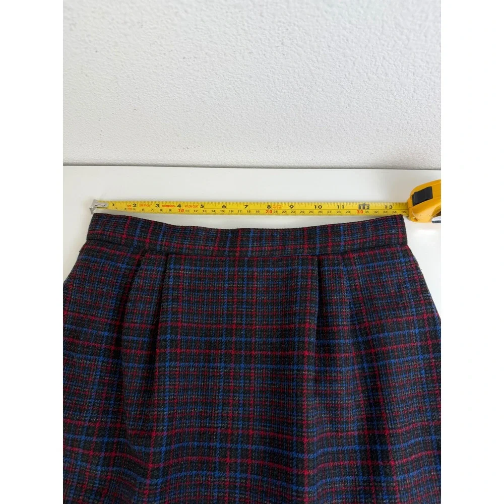 VTG Peabody House Women Wool Blend Midi Skirt M Plaid Pleated Academia Korea